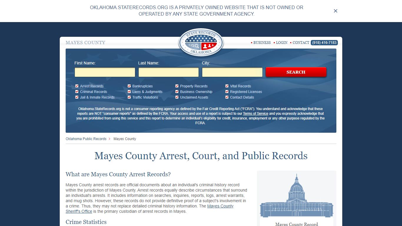 Mayes County Arrest, Court, and Public Records
