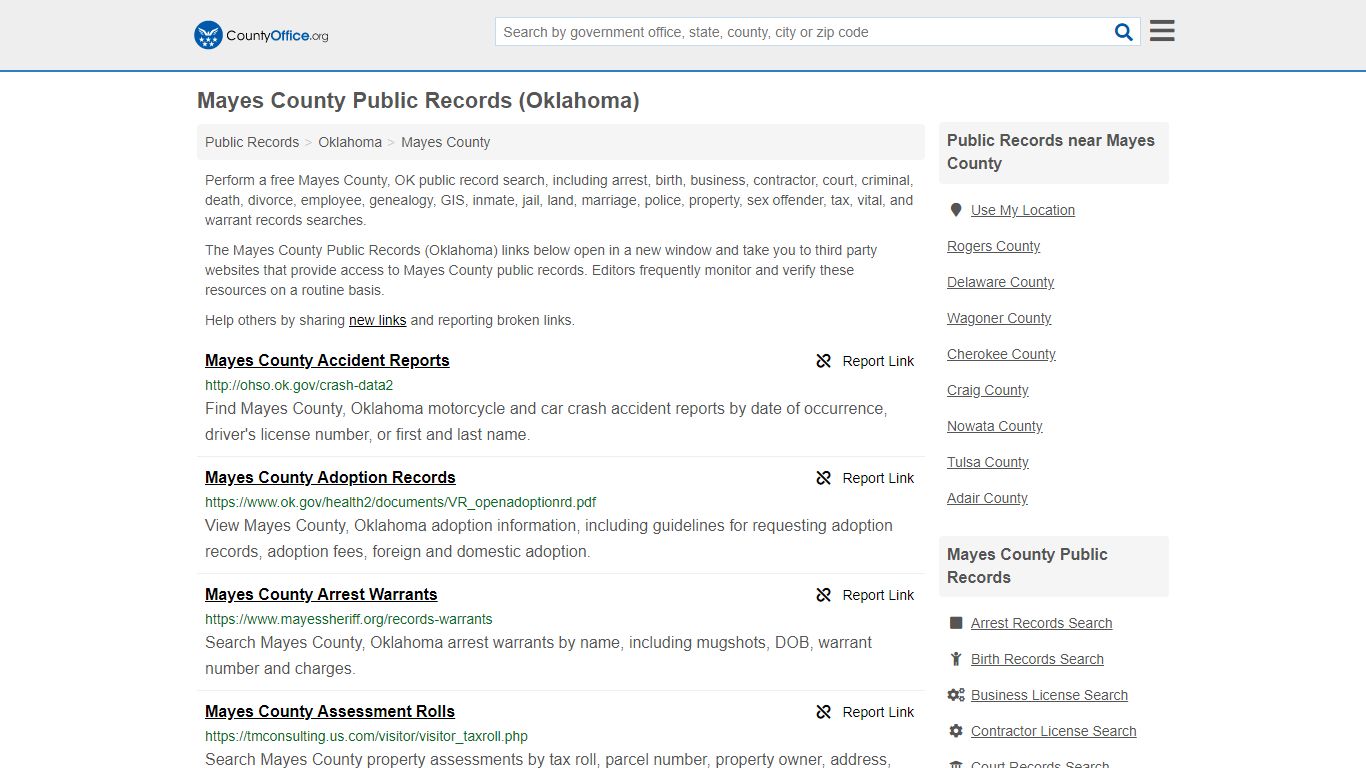 Mayes County Public Records (Oklahoma) - County Office