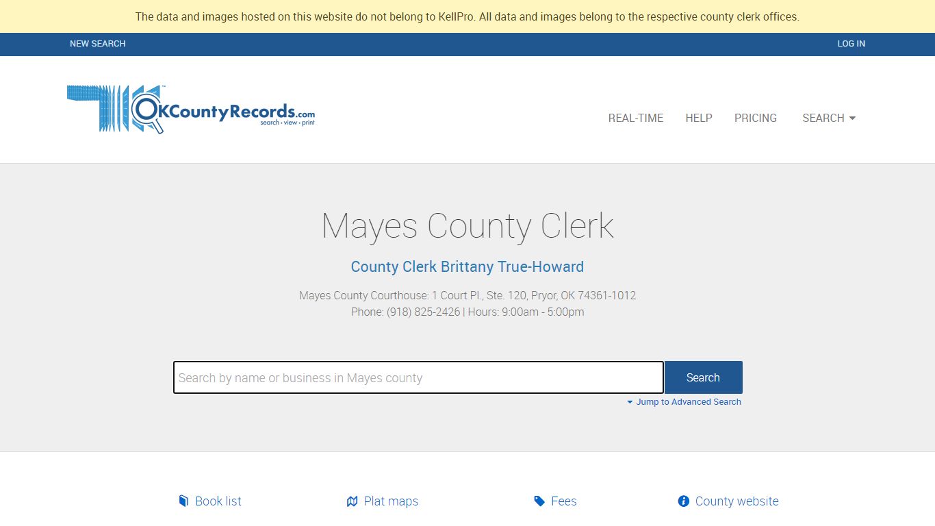 Mayes County - County Clerk Public Land Records for Oklahoma